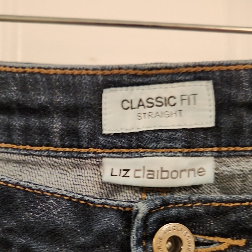 Liz Claiborne Blue Straight Leg Jeans Classic Fit - Picture 2 of 4